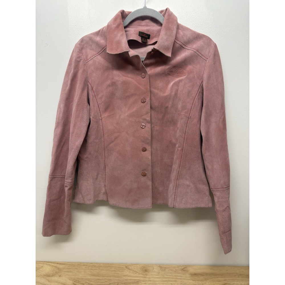 DANIER Women Pink Fitted Suede‎ Leather Jacket Tim Horton Large #19